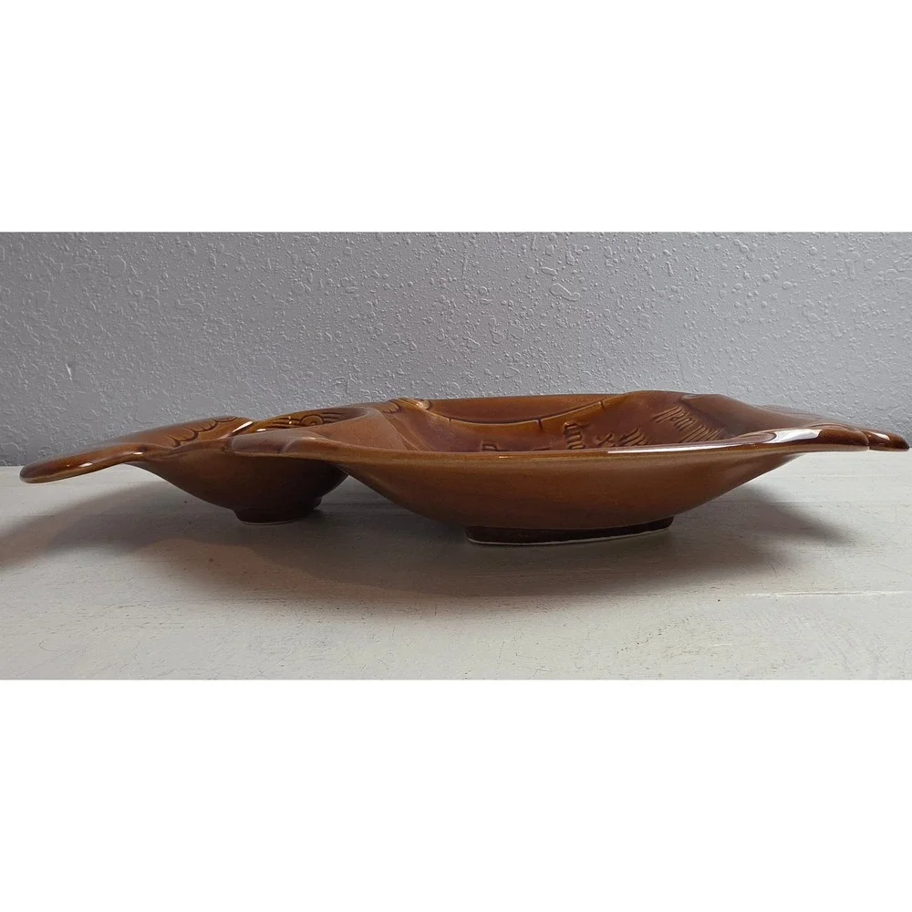 Vintage 70s California Pottery‎ Chef-Shaped Chip & Dip Serving Platter Whimsical